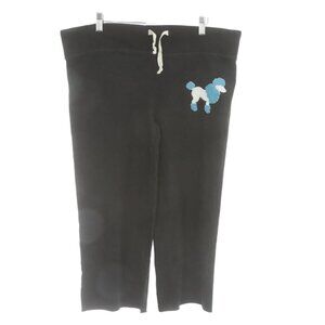 Left Field Unisex Black Poodle Embroidered Cropped Sweatpants Large NWT MSRP $68